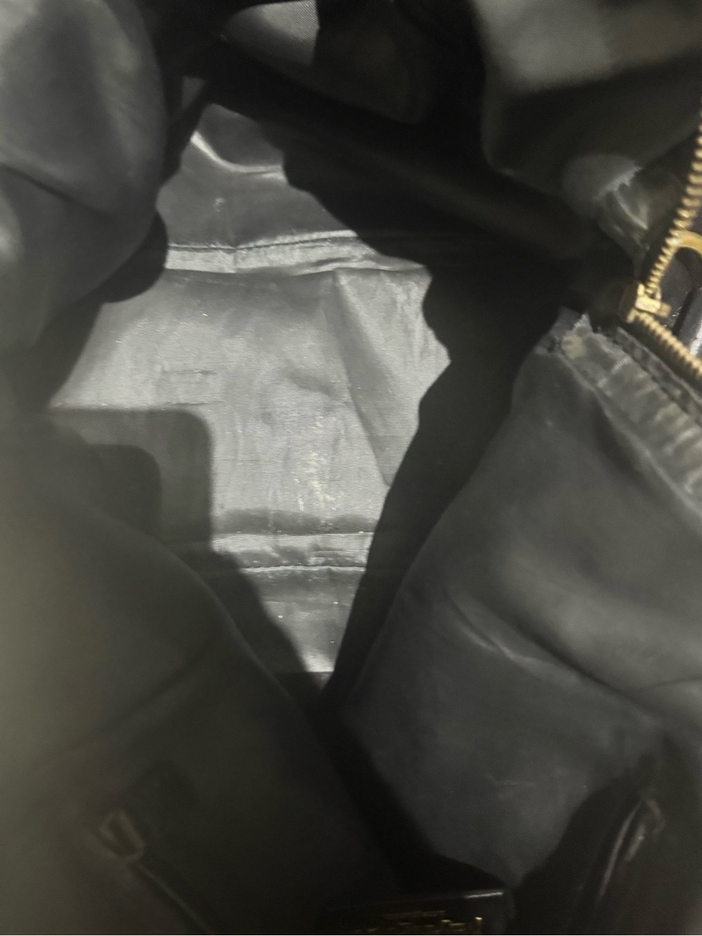 Black Leather Duffel Bag with Brass Hardware - Men - Picture 5 of 6